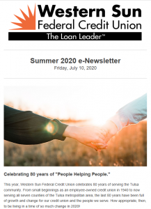 Screenshot of Summer 2020 e-Newsletter.
